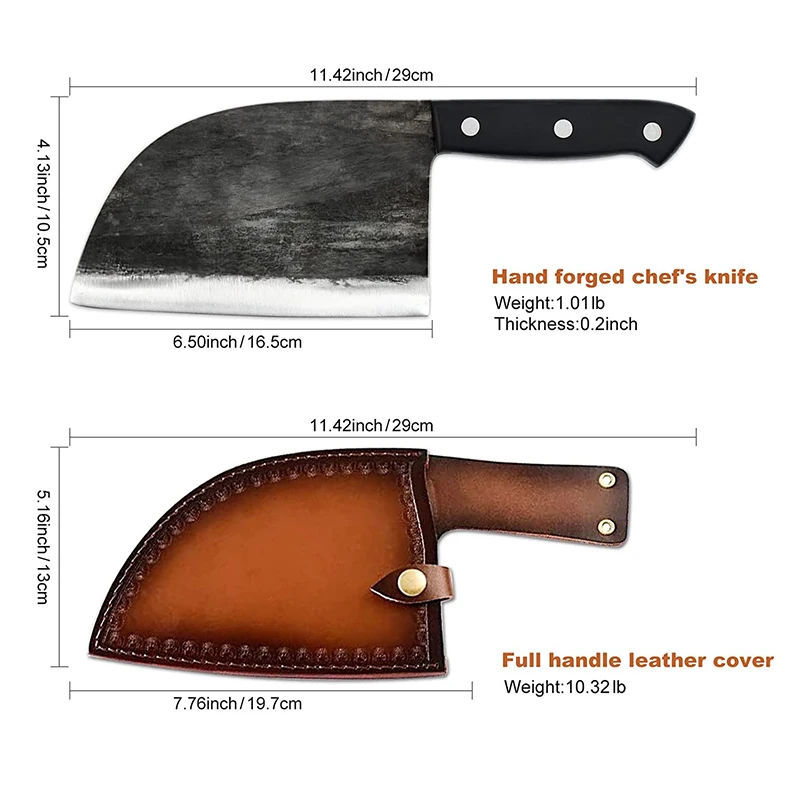 6.5 Inch Serbian Butcher Knife – Forged 3Cr13 Steel & Walnut Wood Handle