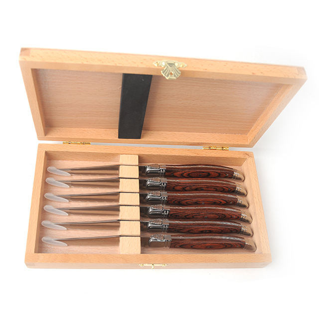 6-Piece Laguiole Steak Knife Set with Wood Handle | Custom OEM
