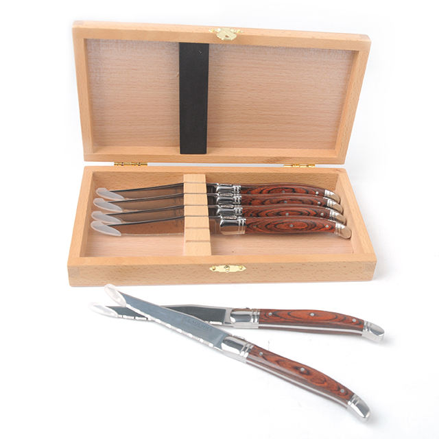 6-Piece Laguiole Steak Knife Set with Wood Handle | Custom OEM