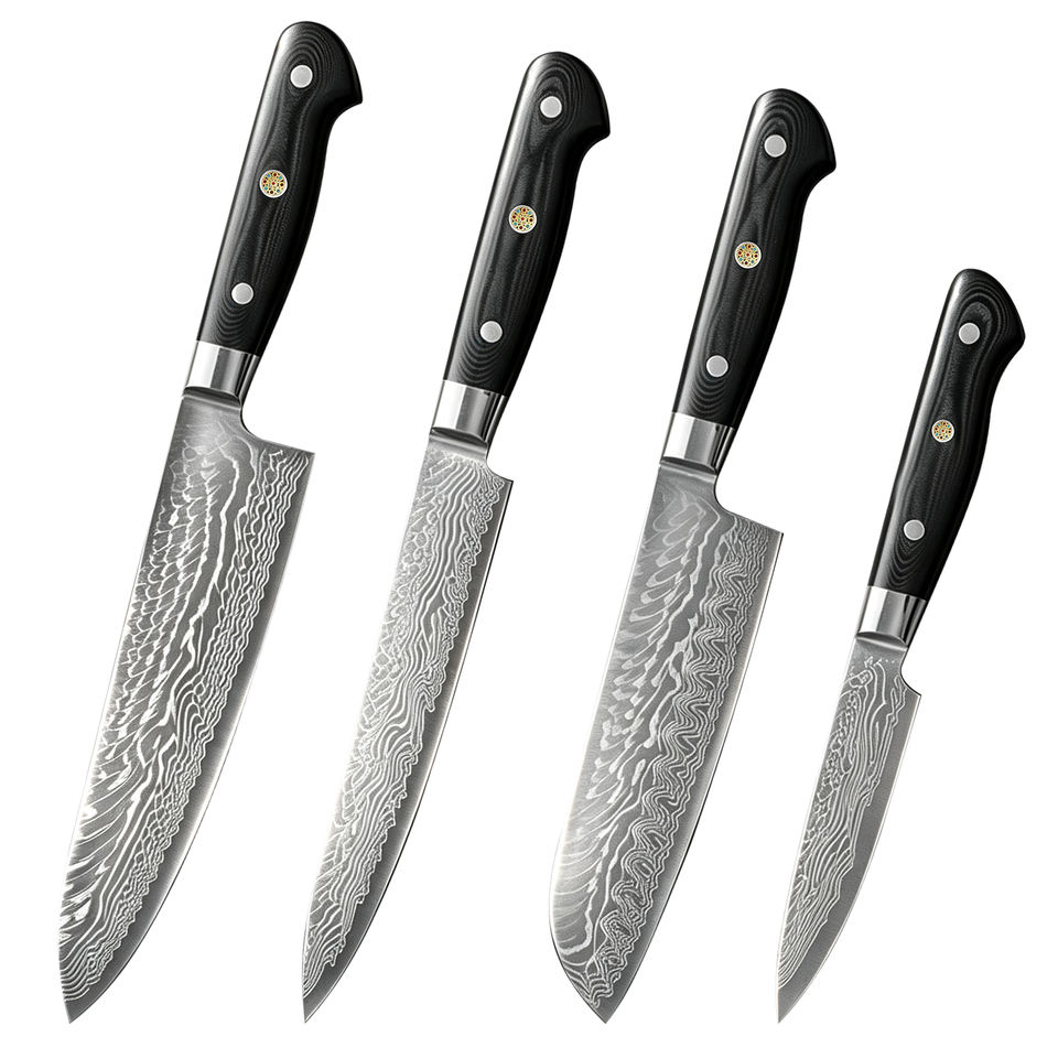 4-Piece Damascus Knife Set | 67-Layer Japanese Steel | G10 Handle