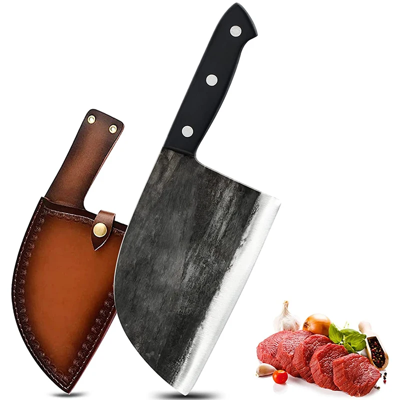 6.5 Inch Serbian Butcher Knife – Forged 3Cr13 Steel & Walnut Wood Handle