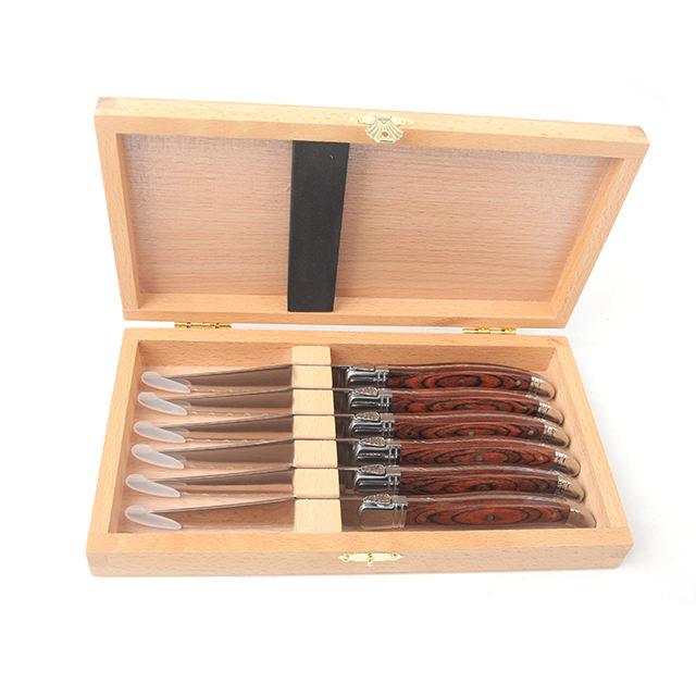 6-Piece Laguiole Steak Knife Set with Wood Handle | Custom OEM