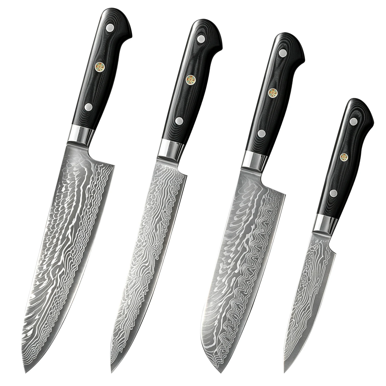 4-Piece Damascus Knife Set | 67-Layer Japanese Steel | G10 Handle
