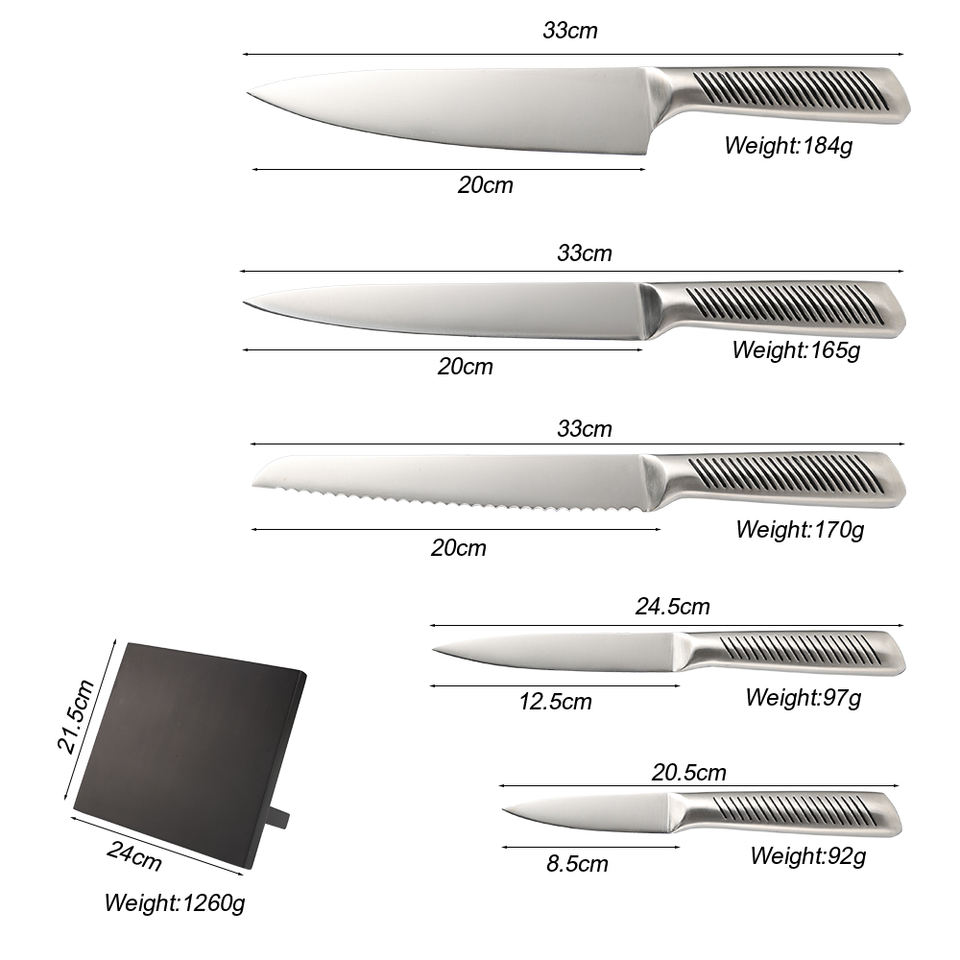 6-Piece Kitchen Knife Set with Black Block | 3Cr13 Stainless Steel