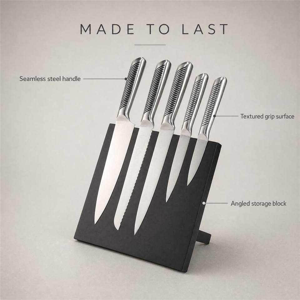 6-Piece Kitchen Knife Set with Black Block | 3Cr13 Stainless Steel