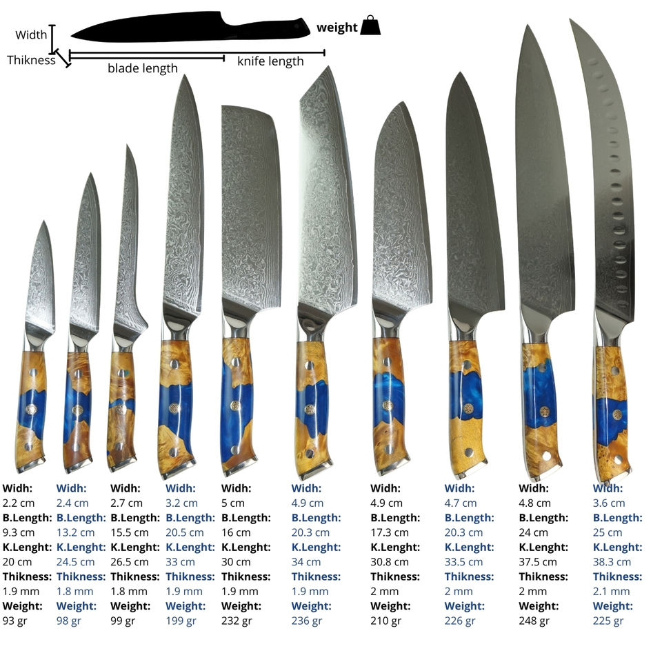 Damascus Steel 10-Piece Kitchen Knife Set | 67-Layer VG10 Core, Wood Handles, 3.6-10 Inch