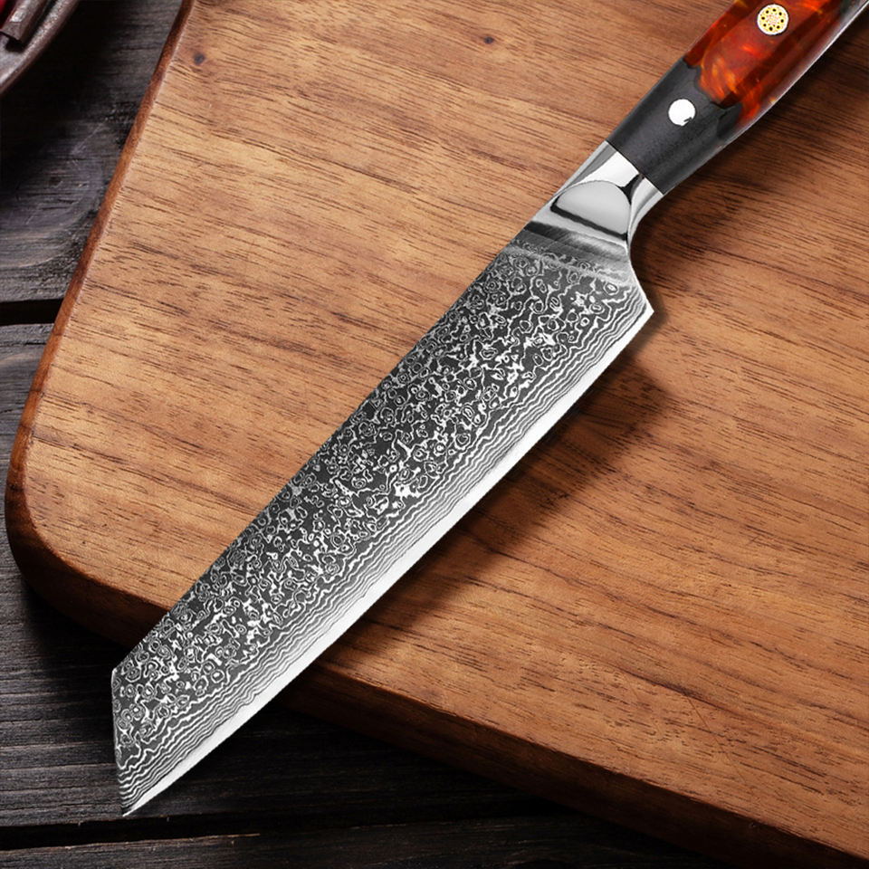 KEENHOPE Japanese Damascus VG10 Kiritsuke Knife 8 Inch Maple Burl Handle