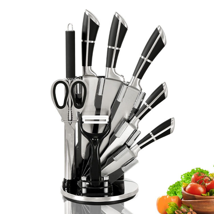 9-Piece Japanese Stainless Steel Kitchen Knife Set with Sharpener & Gift Box - Custom Logo