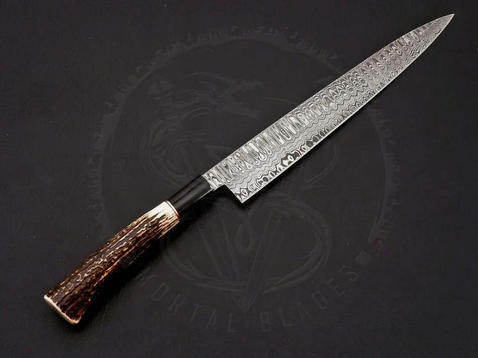 8 Inch Japanese Damascus Chef Knife with Stag Handle | Wholesale Custom OEM