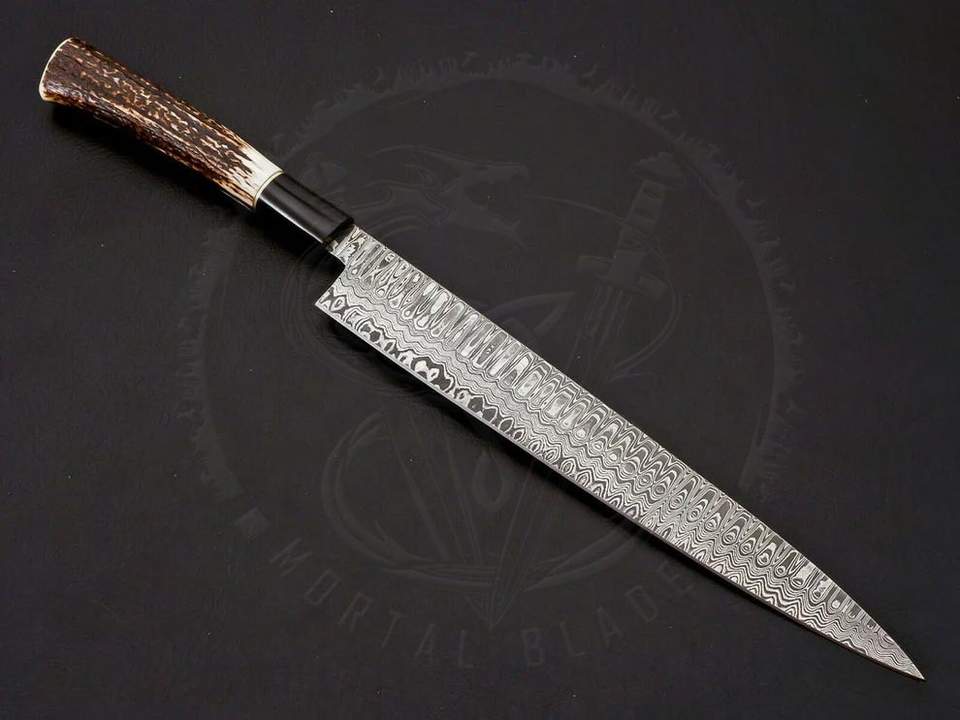 8 Inch Japanese Damascus Chef Knife with Stag Handle | Wholesale Custom OEM