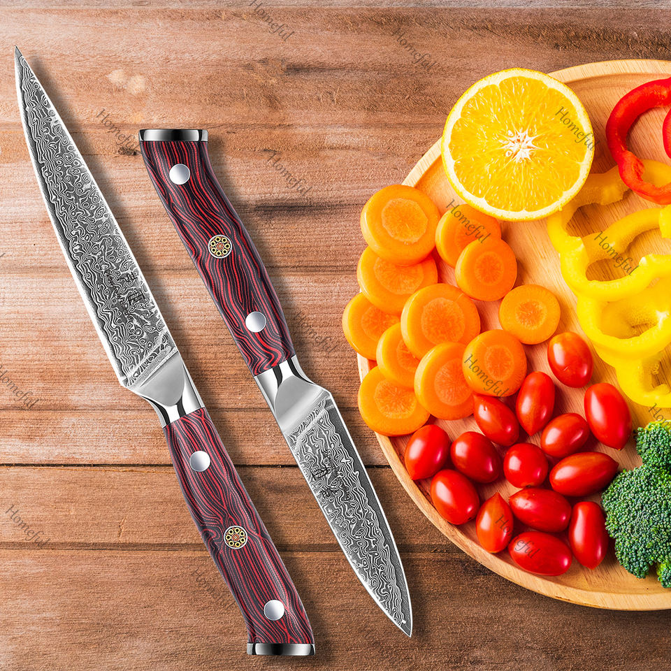 5-Piece Damascus Knife Set | 67-Layer VG-10 Core & Red G10 Handle