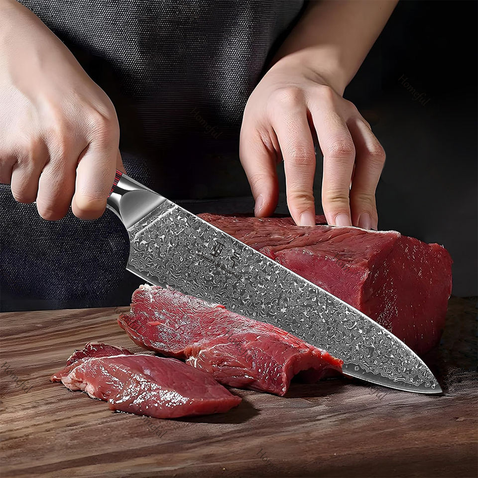 5-Piece Damascus Knife Set | 67-Layer VG-10 Core & Red G10 Handle