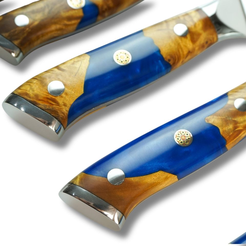 Damascus Steel 10-Piece Kitchen Knife Set | 67-Layer VG10 Core, Wood Handles, 3.6-10 Inch