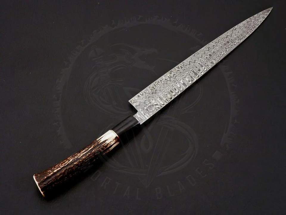 8 Inch Japanese Damascus Chef Knife with Stag Handle | Wholesale Custom OEM