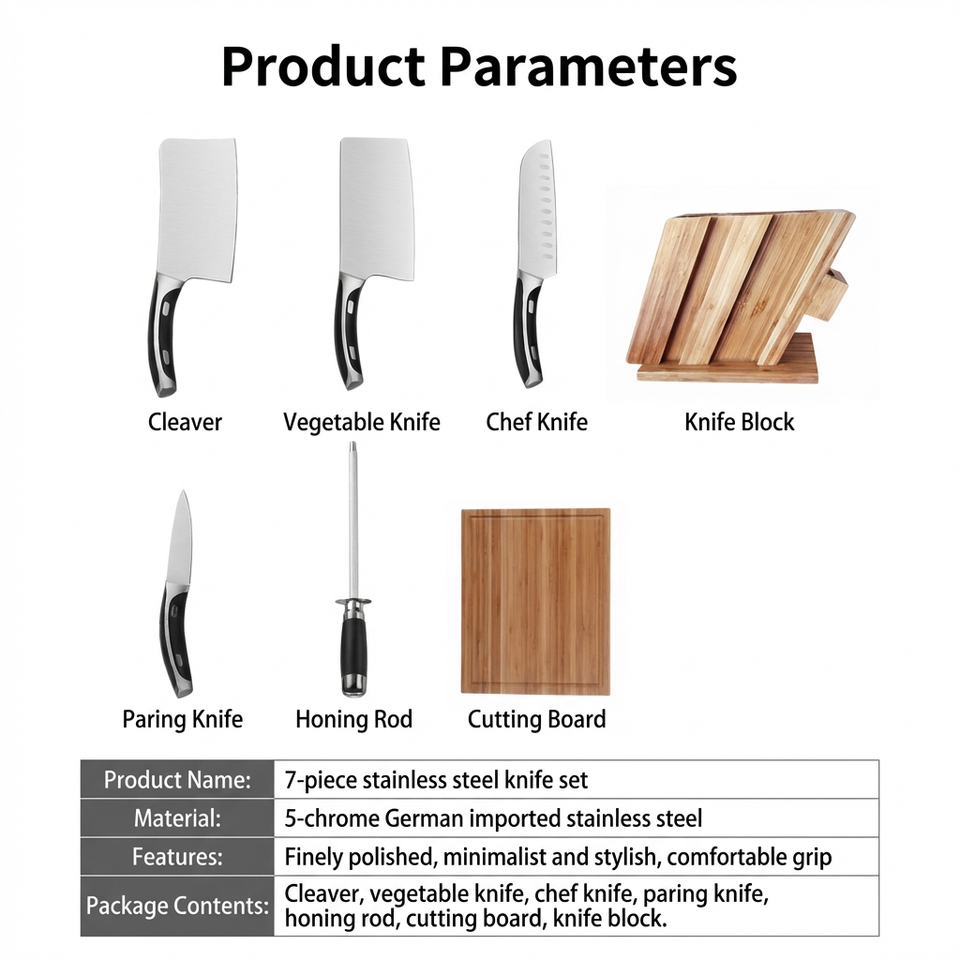 5-Piece Stainless Steel Handmade Kitchen Knife Set for Chefs