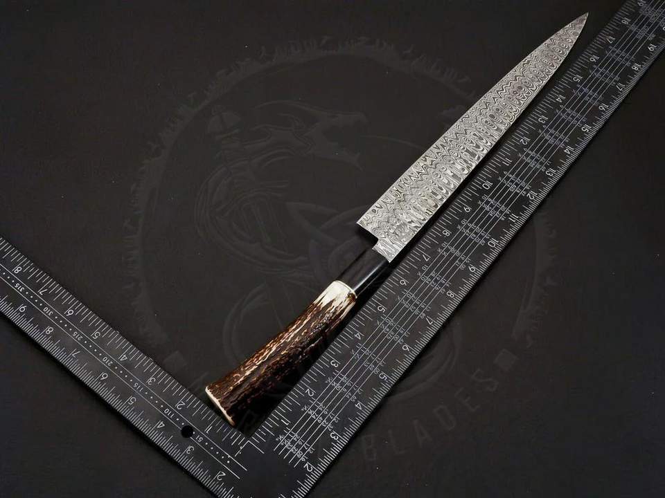 8 Inch Japanese Damascus Chef Knife with Stag Handle | Wholesale Custom OEM