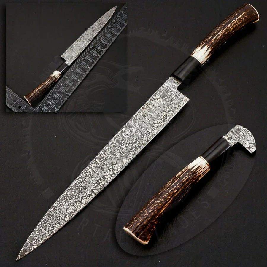 8 Inch Japanese Damascus Chef Knife with Stag Handle | Wholesale Custom OEM
