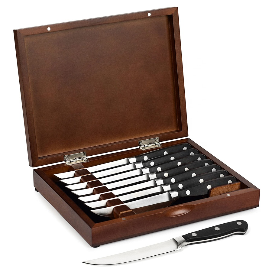 TOALLWIN 8-Piece Steak Knife Set – 3Cr13 Stainless Steel Serrated Blade, ABS Handle with Steel Bolster – Commercial Grade for Restaurants & Hotels