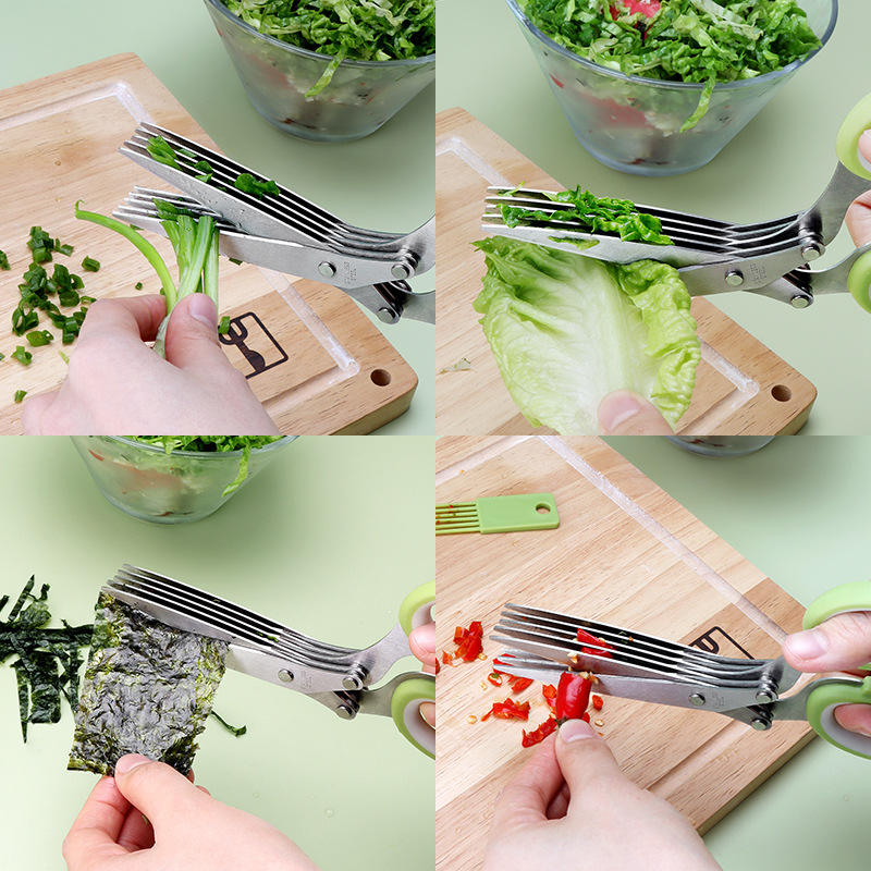 5-Blade Stainless Steel Herb Scissors | Detachable Multifunctional Kitchen Shears