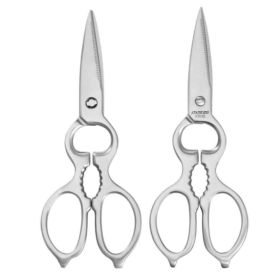 Heavy Duty Stainless Steel Kitchen Scissors 3-Inch Chicken Bone Cutting Bottle Opener Walnut Handle 4mm Thick