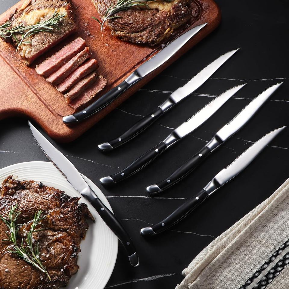 6-Piece Steak Knife Set | G10 Handle & Leather Sheath | Custom Logo