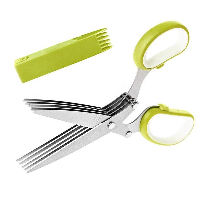 5-Blade Herb Scissors with Comb – Stainless Steel Kitchen Shears