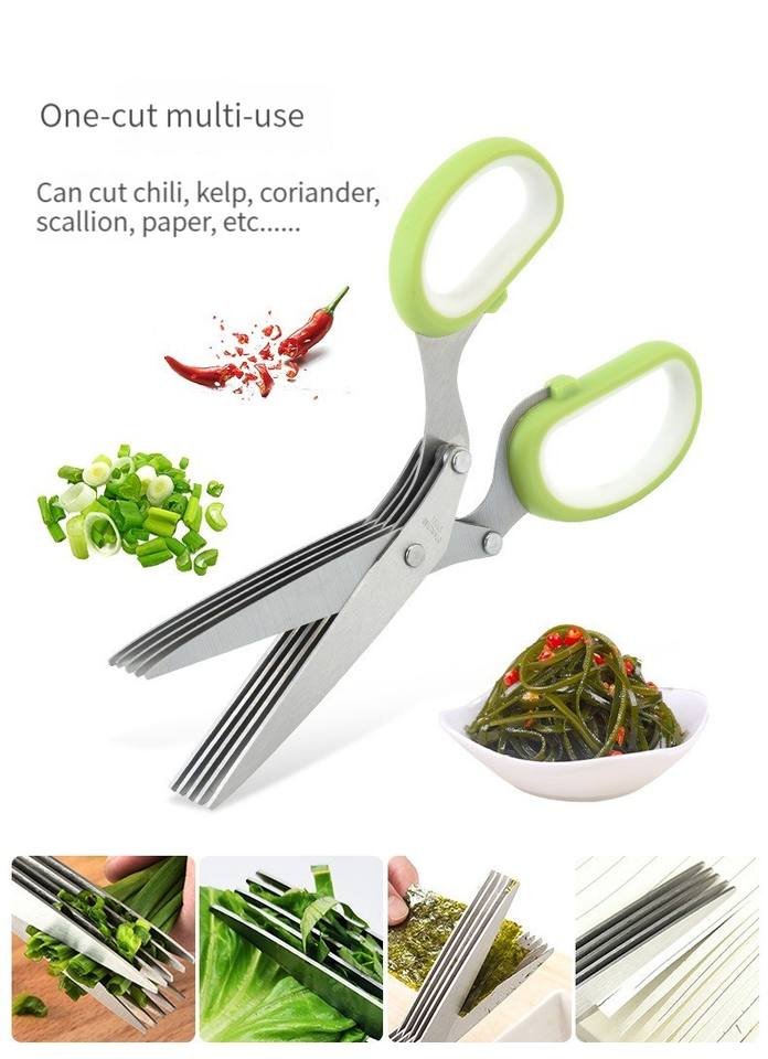 5-Blade Stainless Steel Herb Scissors | Detachable Multifunctional Kitchen Shears