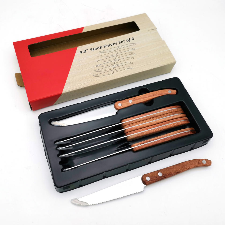 6-Piece Serrated Steak Knife Set | High Carbon Stainless Steel | Rosewood Handle