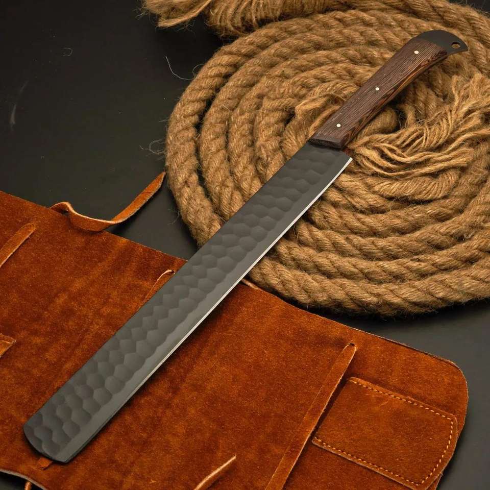 Handmade Powder Coated Steak Carving Knife & Fork Set | Wood Handle | OEM