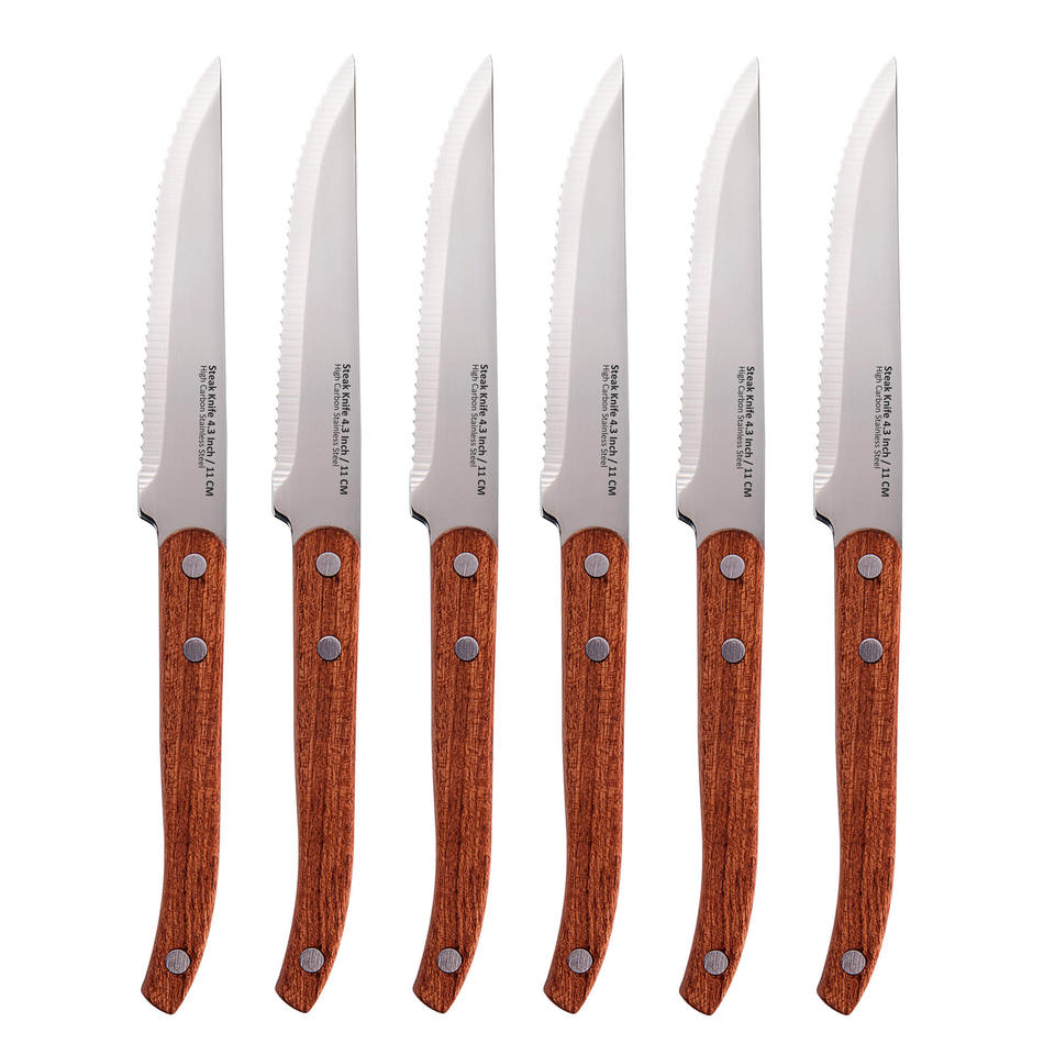 6-Piece Serrated Steak Knife Set | High Carbon Stainless Steel | Rosewood Handle