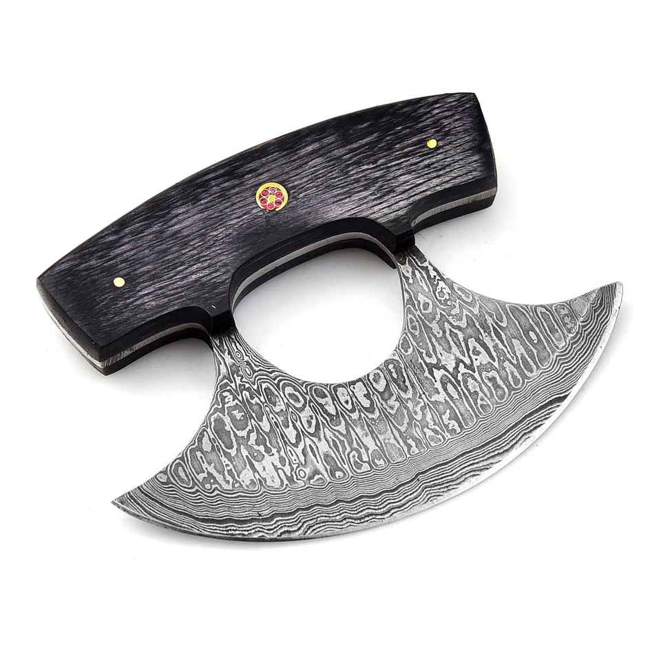 Custom Ullu Chef Knife: Handmade Damascus Steel & Pakkawood Handle with Leather Sheath