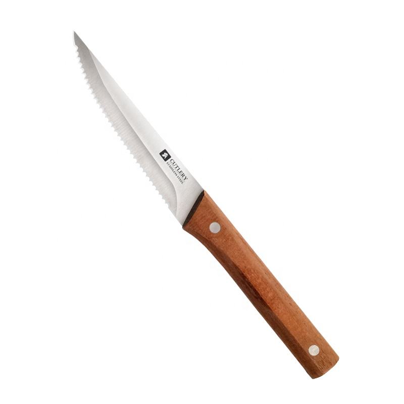 6-Piece Stainless Steel Serrated Steak Knife Set with Pakka Wood Handle