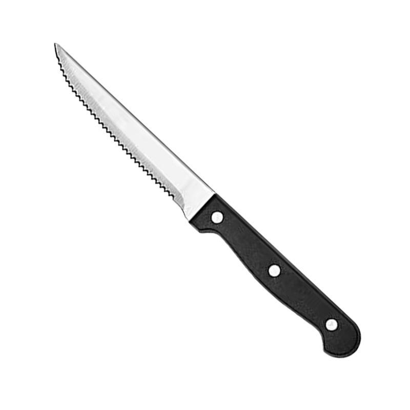 Serrated Steak Knife Set with Non-Stick Coating & Plastic Handle for Restaurants & Hotels