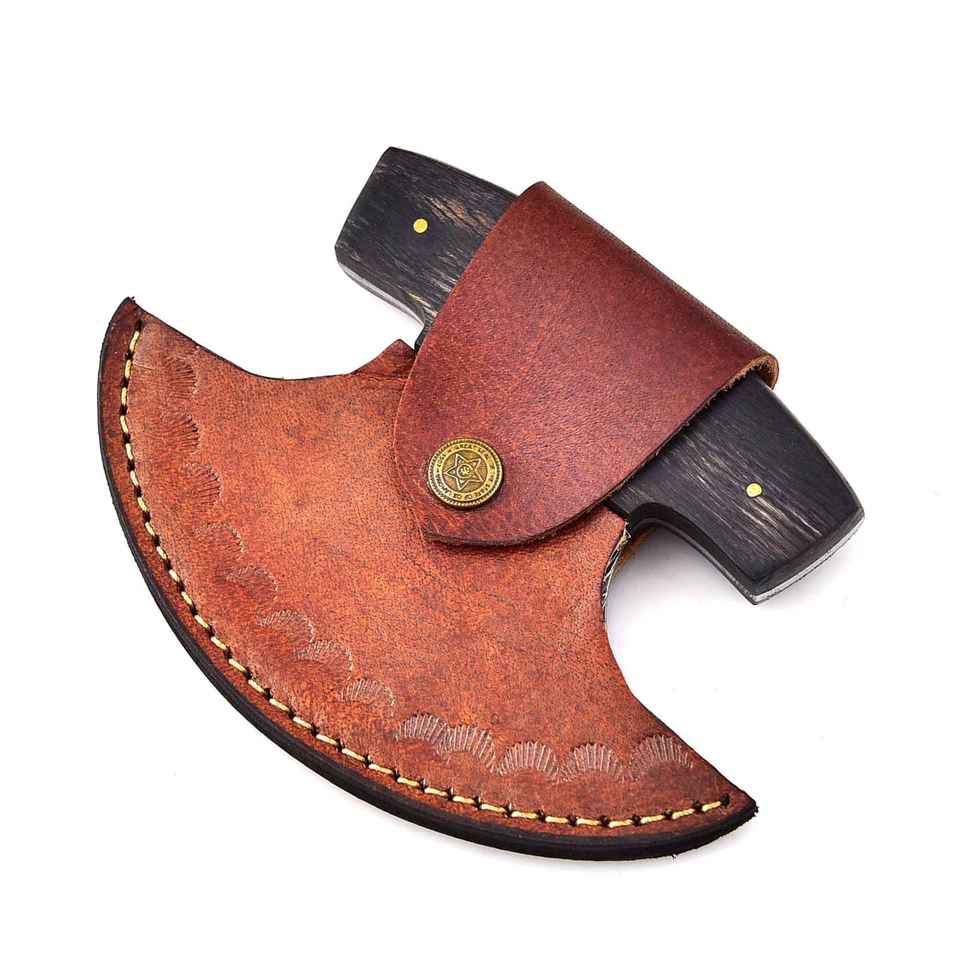 Custom Ullu Chef Knife: Handmade Damascus Steel & Pakkawood Handle with Leather Sheath