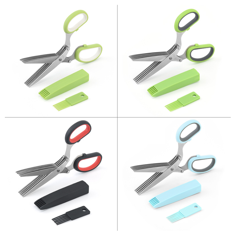5-Blade Stainless Steel Herb Scissors | Detachable Multifunctional Kitchen Shears