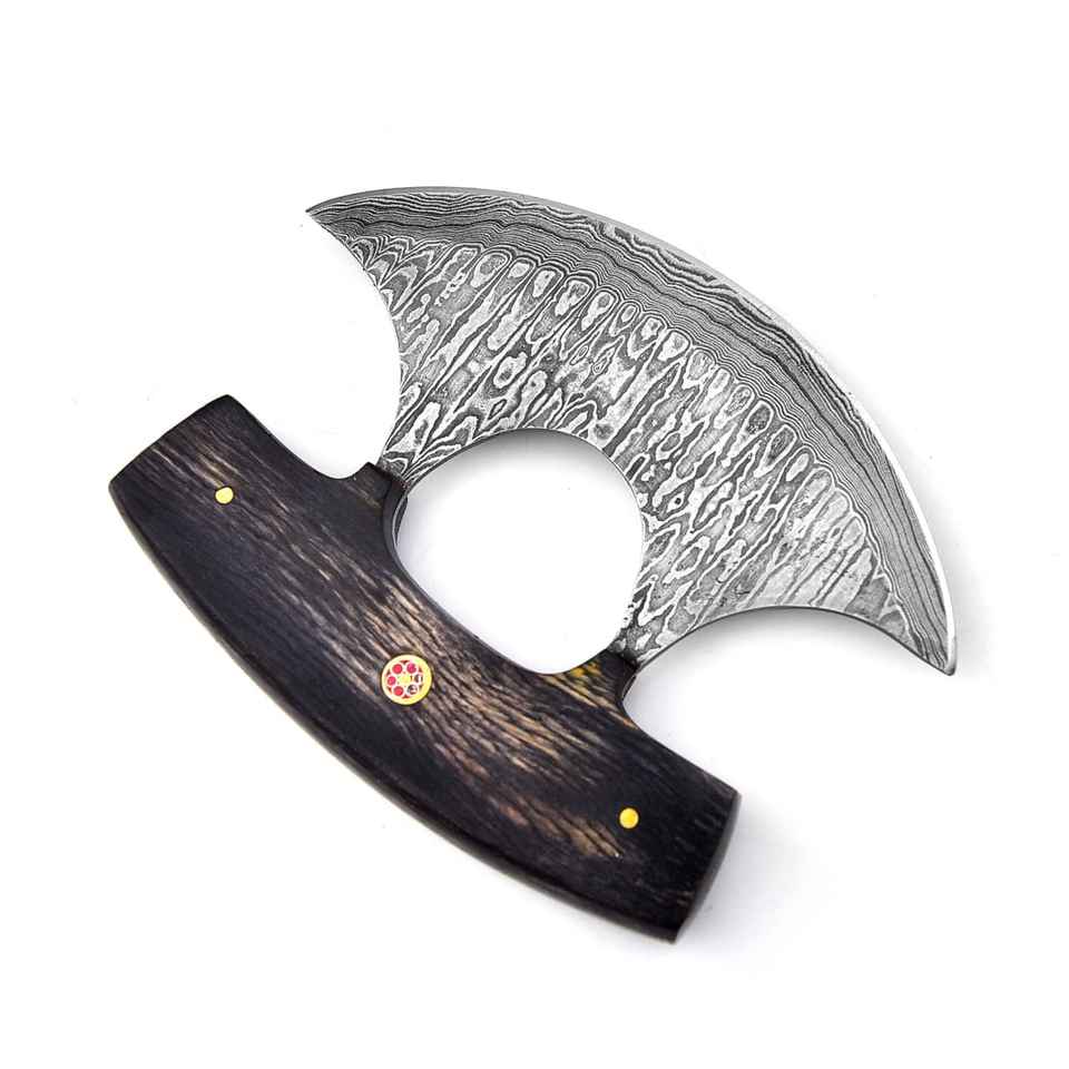 Custom Ullu Chef Knife: Handmade Damascus Steel & Pakkawood Handle with Leather Sheath