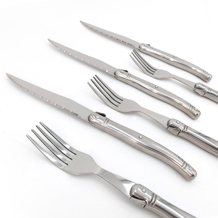 Laguiole 6-Piece Stainless Steel Steak Knife & Fork Set – 4.5