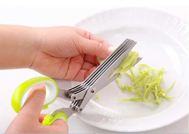 5-Blade Herb Scissors with Comb – Stainless Steel Kitchen Shears